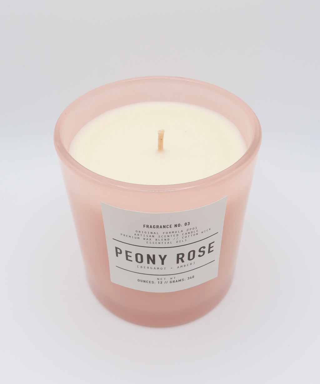 Peony Rose – Bergamot & Amber | Luxury Soy Wax Blend Candle